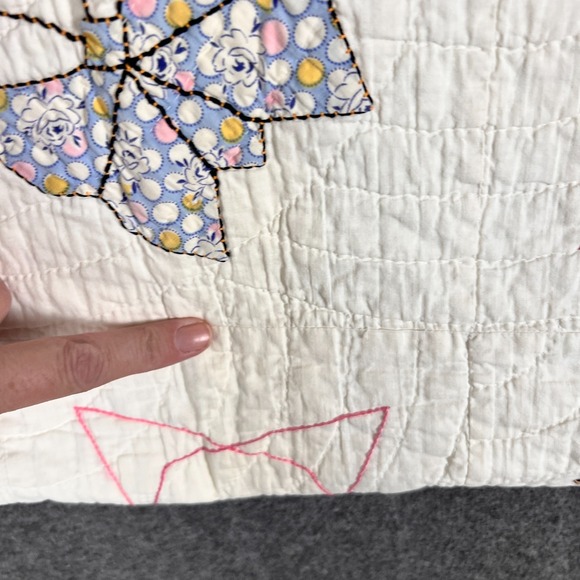 VTG Quilt Hand Stitched Butterfly with Atomic Diamonds Quilt 66\